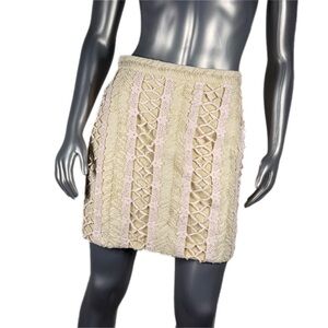 Endless Rose | Cream & Pink Crocheted Layer Skirt Nordstrom NWOT